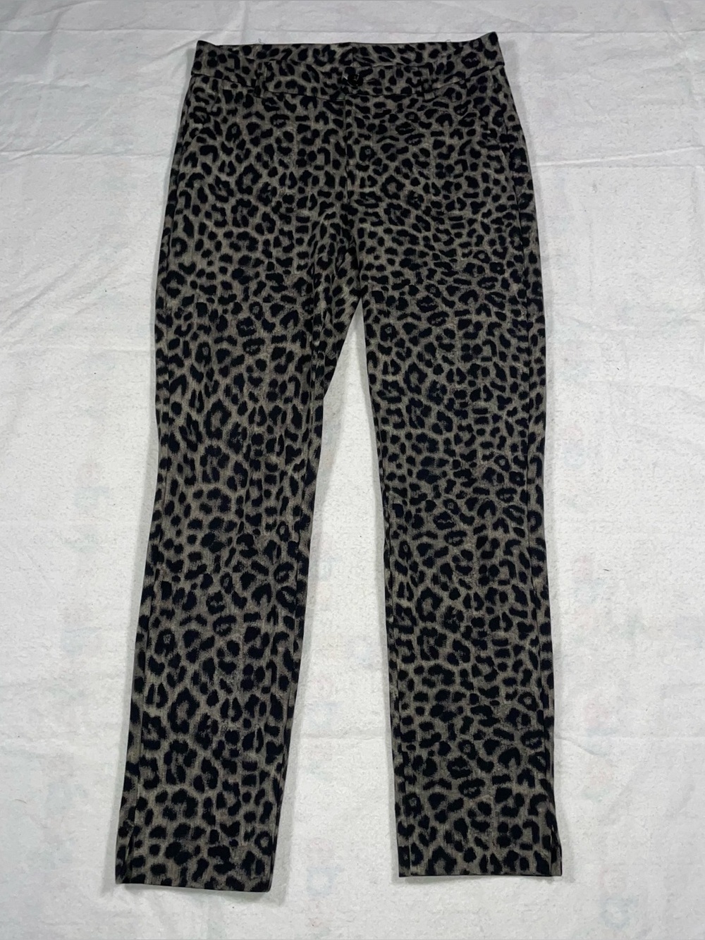Cabi 2 Dark Leopard Print Belt Loop Trousers With Pockets Unique Workwear Chic